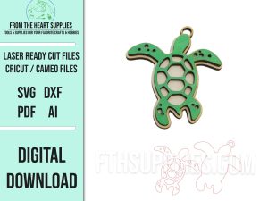 sea turtle key chain laser cut file
