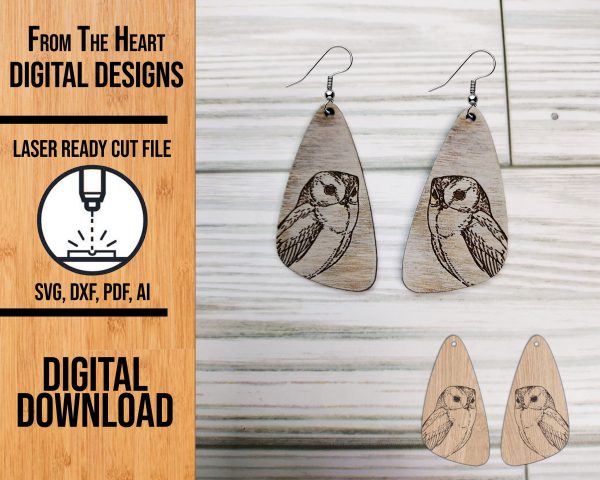 Owl laser cut earring file