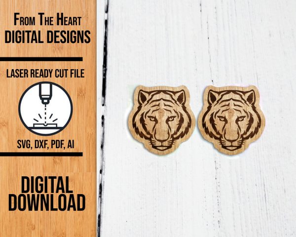 tiger head earring laser cut file