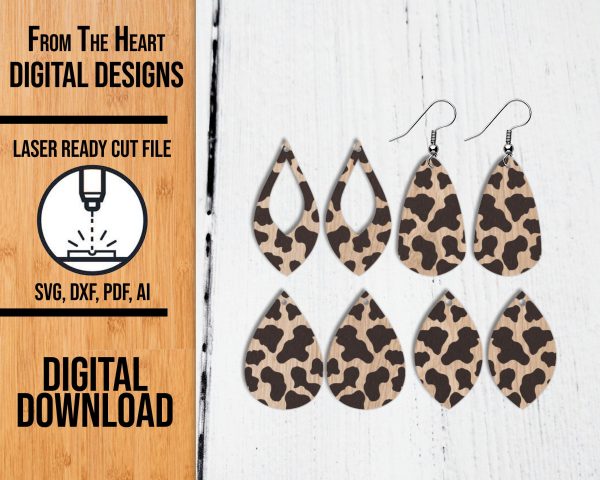 cow print earring laser cut file