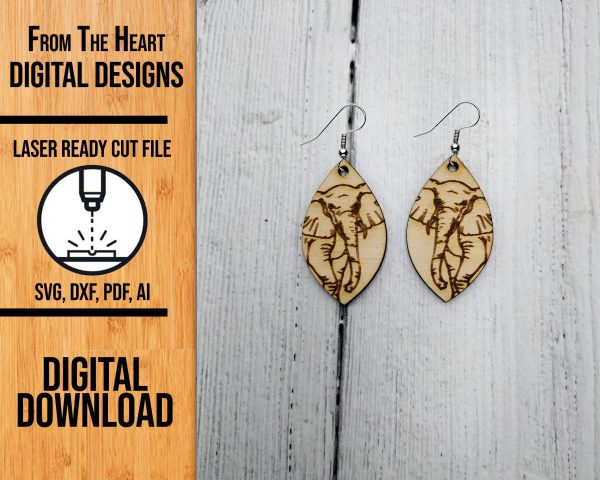 elephant laser cut earring file