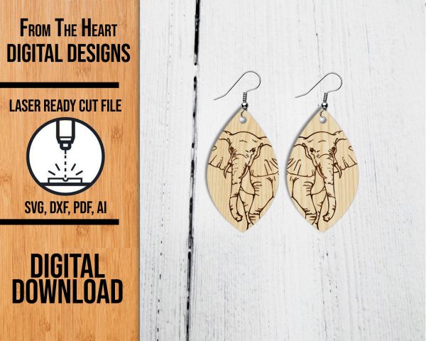 elephant laser cut earring file