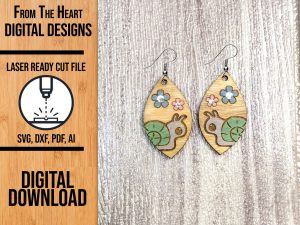 Snail and Flowers laser cut earring file