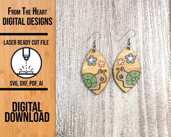 Snail and Flowers laser cut earring file