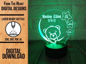 Personalized Baby Announcement acrylic light laser cut svg file