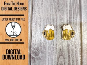 Beer Mug Laser Cut Earring SVG File