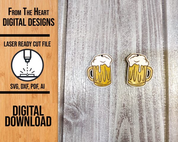 Beer Mug Laser Cut Earring SVG File