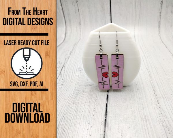 heartbeat laser cut earring file