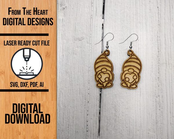 Valentine Gnome laser cut earring file