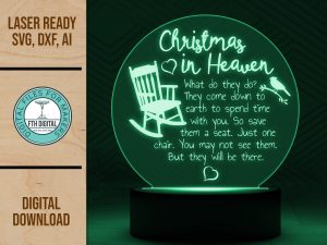 Christmas In Heaven Acrylic Lamp SVG Laser Cut File