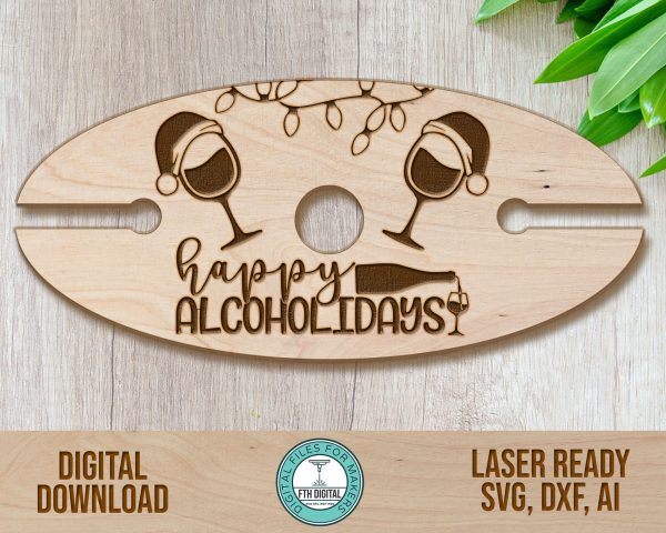 Happy Alcoholidays wine caddy svg cut file