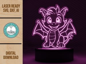 Baby Dragon LED Acrylic Light SVG Cut File