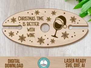 Christmas Is Better wine caddy svg laser cut file