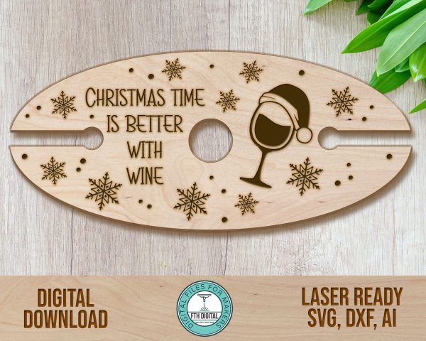 Christmas Is Better wine caddy svg laser cut file