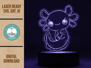 Cute Axolotl led acrylic light svg cut file