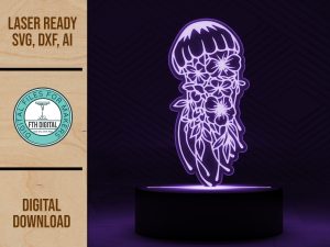 jellyfish led acrylic lamp svg cut file