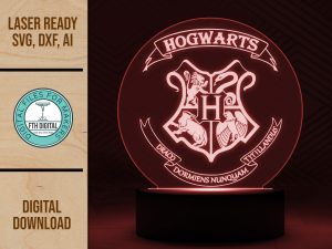 Hogwarts Shield LED Acrylic Lamp SVG Cut File