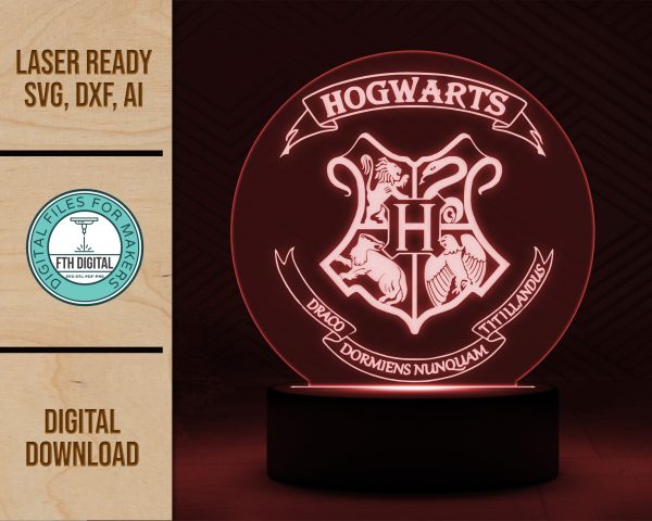 Hogwarts Shield LED Acrylic Lamp SVG Cut File