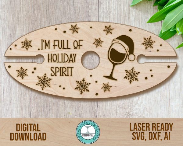 Full Of Holiday Spirit wine caddy svg cut file