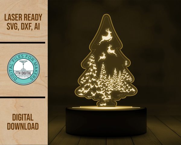 free christmas tree acrylic lamp svg cut file