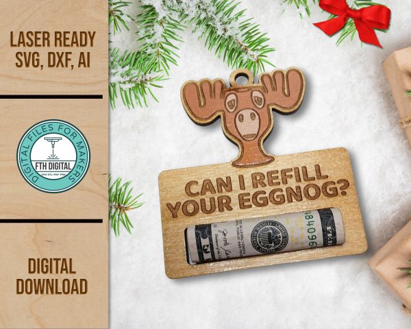 christmas vacation moose cup ornament money holder svg file