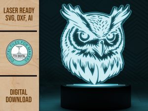 Owl Head led acrylic light svg cut file