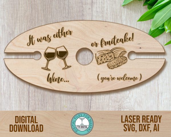 Wine Or Fruitcake wine caddy svg cut file