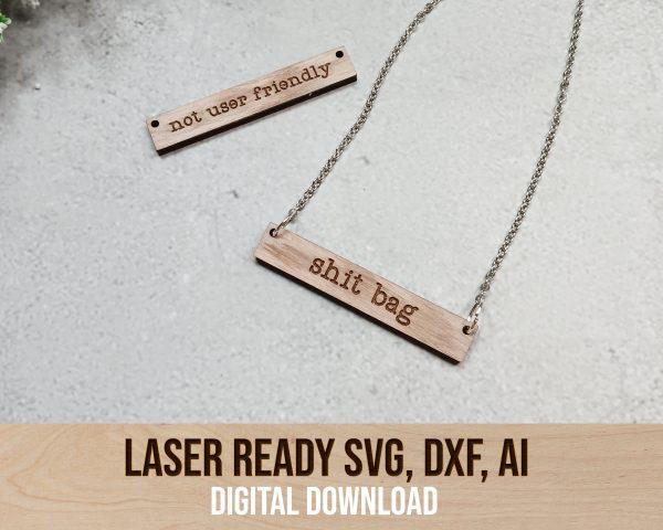 dirty word necklace laser cut file