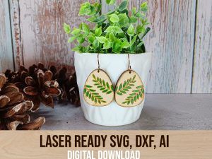 leaf laser cut earring svg file