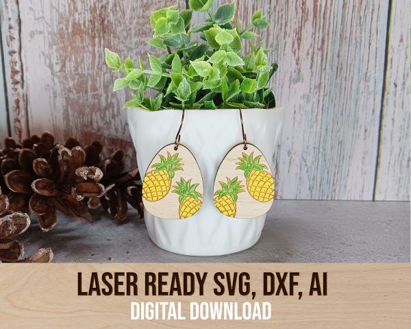 pineapple laser cut earring svg file