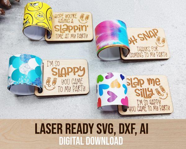 slap bracelet card svg laser file