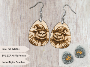 pumpkin head scarecrow earring svg