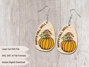 happy fall laser cut earring file