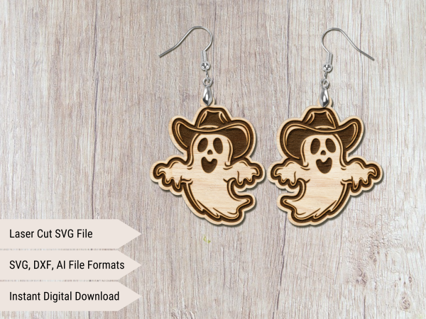 Cowboy Ghost SVG Laser Cut Earring