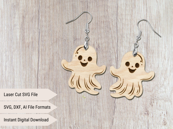 Cute Ghost Laser Cut Earrings File