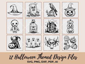 Halloween themed design elements bundle