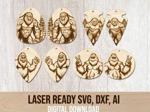 Bigfoot laser cut earring SVG bundle