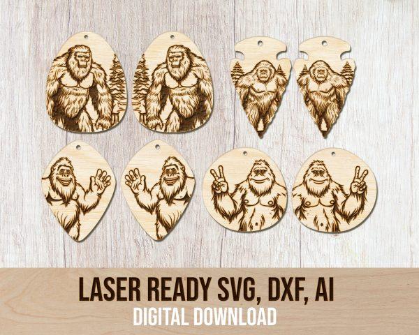 Bigfoot laser cut earring SVG bundle