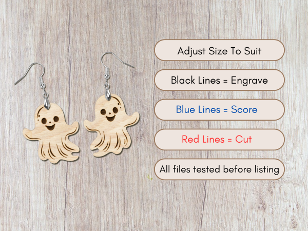 Cute Ghost Laser Cut Earrings File