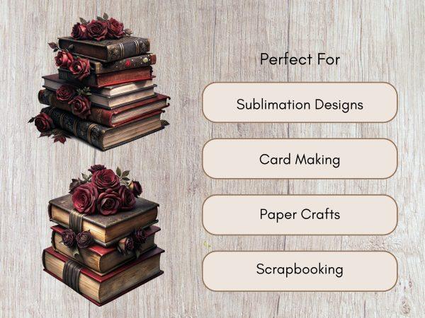 Gothic Books and Roses clipart bundle