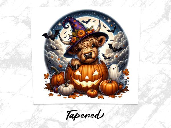 Halloween Highland Cow tumbler wrap png