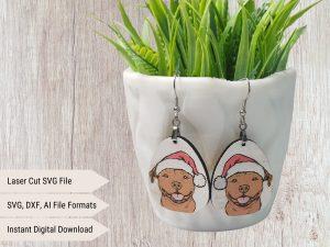 pitbull santa svg earring file