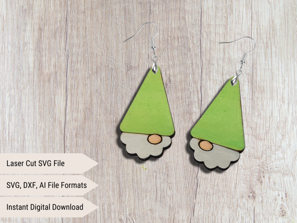 christmas elf gnome laser cut earring svg