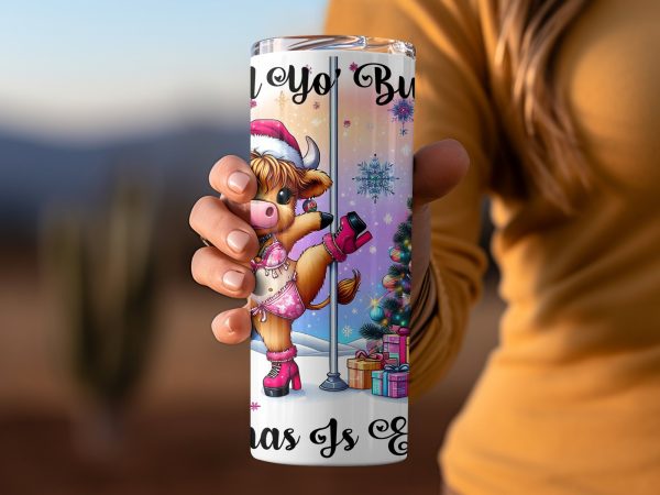 Mind Yo Business Christmas Expensive 20oz Skinny Tumbler Sublimation Design - Image 2