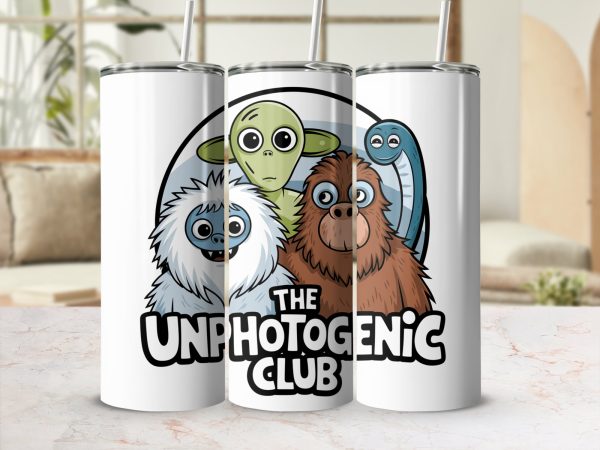 Cute Funny Cartoon Characters The Unphotogenic Club 20oz Skinny Tumbler Sublimation Design