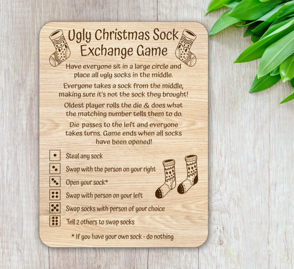 Ugly Christmas Sock Exchange Game Laser Cut SVG File