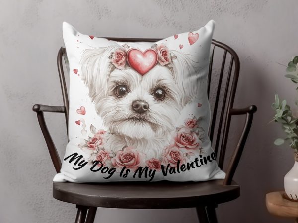 Adorable Dog with Floral Hearts Sublimation Design PNG - Image 4