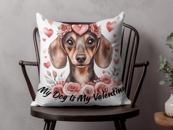 My Dog Is My Valentine with Heart and Flowers Sublimation Design PNG - Image 4