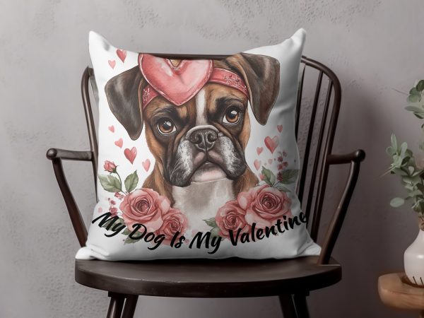 Adorable Boxer Dog My Valentine Sublimation Design PNG - Image 4