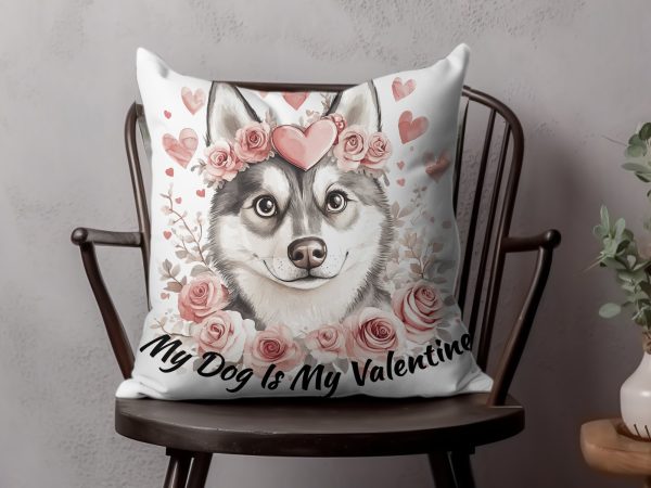 Adorable Husky with Roses and Hearts Sublimation Design PNG - Image 4